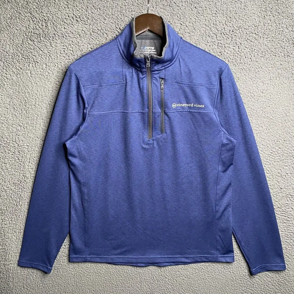 Vineyard Vines On the Go Shep 1/4 Zip Shirt Men’s Deep Bay Blue Mens Small